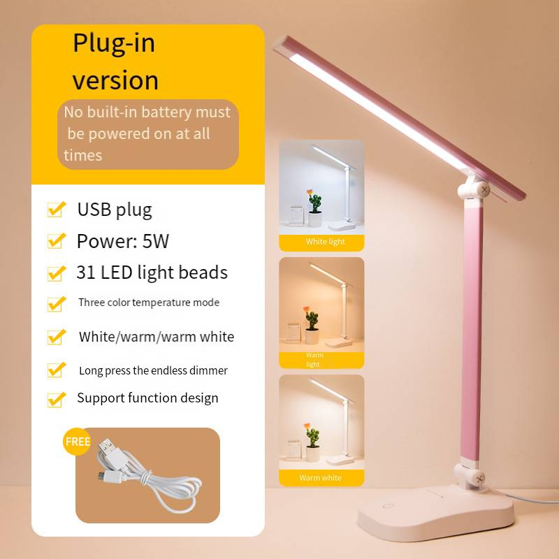 Lampe de bureau pliable à LED pour protection des yeux, chargement USB, gradation tactile, lampe de bureau pour dortoir d'étudiants, lampe de chevet pour chambre à coucher_voghion.com