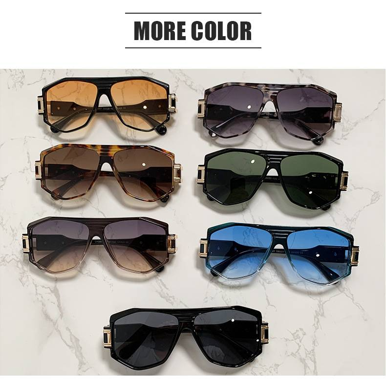 TGOGO Neue Pilotensonnenbrille für Herren ist keine europäische und amerikanische Straßenfotografie, moderne, polygonale Retro-Krötenbrille mit großem Rahmen, UV400_voghion.com