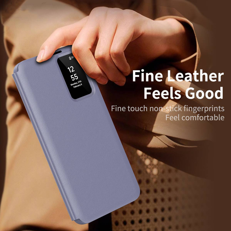 Pametni usnjen ovitek za telefon z okencem za Samsung Galaxy S22 S23 S24 S25 Plus S22Ultra S23Ultra S24Ultra S25Ultra, odporen proti udarcem in režo za kartico_voghion.com