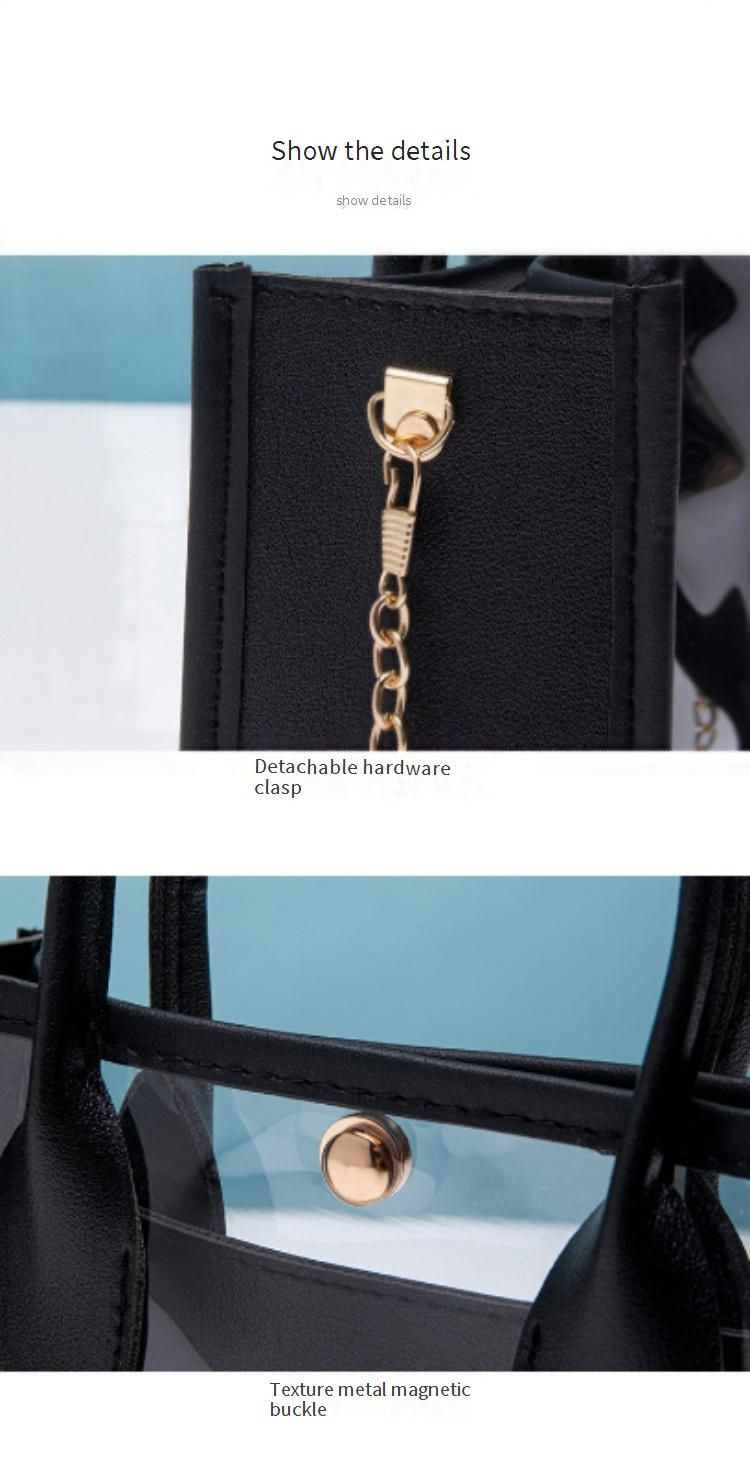 Borsa tote da donna - Borsa a tracolla trasparente con tracolla a catena (alla moda e versatile per l'estate)_voghion.com