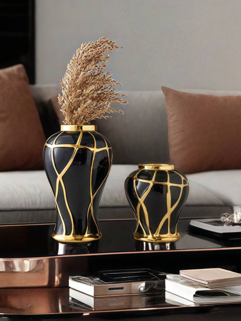 Ceramic Nordic Light Luxury Style Crack Vase Suitable For Living Room Tabletop, Fresh Flowers, Dried Flowers, Atmosphere Decoration, Ornament_voghion.com