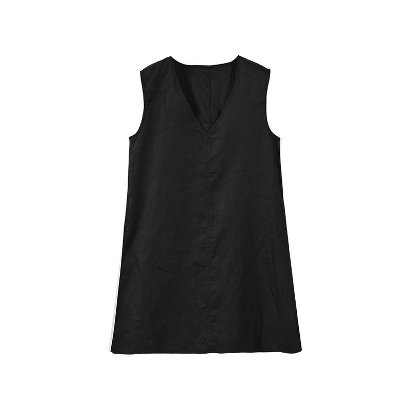 X0155"Colete de linho sem mangas" - Camada de base de linho leve e respirável com decote em V fino para uma sensação de verão._voghion.com
