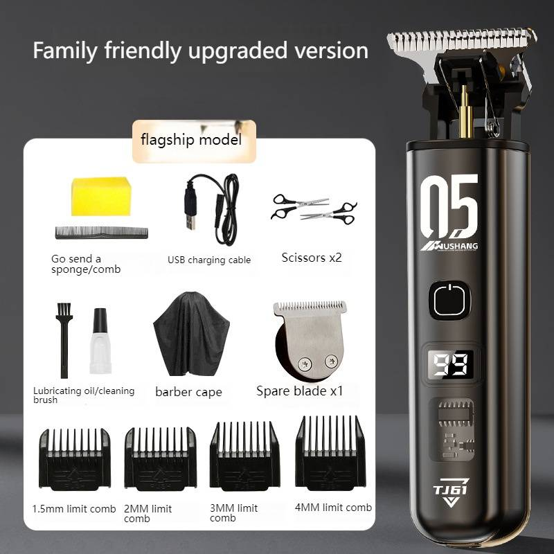 Professional Hair Clipper For Men & Women - Rechargeable Cordless Hair Trimmer With Stainless Steel Blades, Adjustable Guide Combs & LCD Display_voghion.com