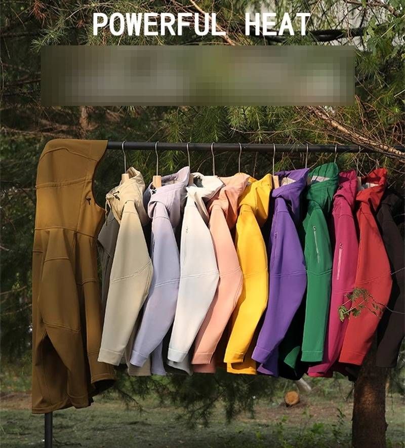 Five Tear-proof, Tear-resistant, Warm, Volcanic Rock, Warm Fleece, Men's And Women's Same Soft-shell Windbreaker Hooded Jacket_voghion.com