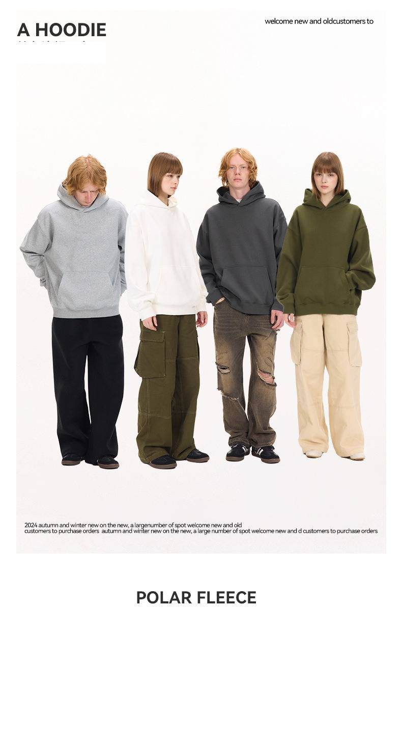 UNF 500G Heavyweight Warm Air Layer Pullover Solid Color Sweatshirt Plus Velvet Thickened Hooded Sweatshirt For Men And Women Autumn And Winter_voghion.com