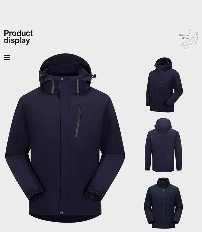 Giacca softshell 3 in 1 da uomo con fodera in piumino staccabile, impermeabile, antivento, con cappuccio, per escursioni all'aperto, campeggio e alpinismo_voghion.com