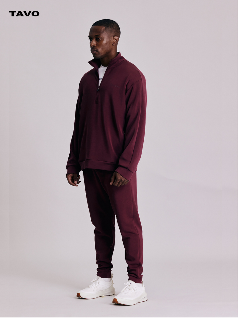 Felpa da uomo TAVO in tessuto Ice-Skin Pudding | CozyLine con collo alto e cerniera a un quarto | Leggera e traspirante per un look casual da lavoro_voghion.com