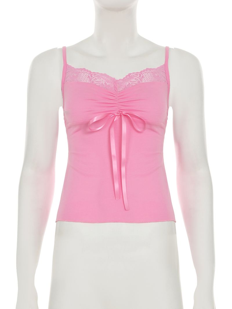 Pure Girl Style Spitzen-Strapsdesign mit V-Ausschnitt, Falten und Trägern, schmale Passform, Innenschicht, Unterteil_voghion.com