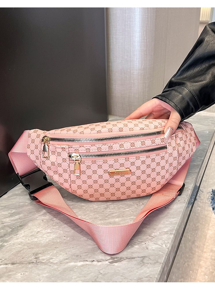 Τσάντα στήθους μέσης με στάμπα μόδας, γυναικεία τσάντα ώμου με στάμπα, για υπαίθριες δραστηριότητες, αθλητικές δραστηριότητες, τσάντα χιαστί μονού ώμου, πολυλειτουργική γυναικεία τσάντα_voghion.com