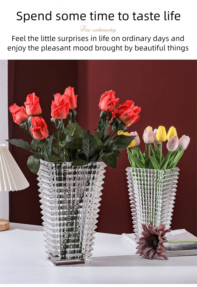 Home Transparent Crystal Glass Vase Nordic Light Luxury Ins Style Living Room Hotel Arrangement Ornament Fresh Flower_voghion.com