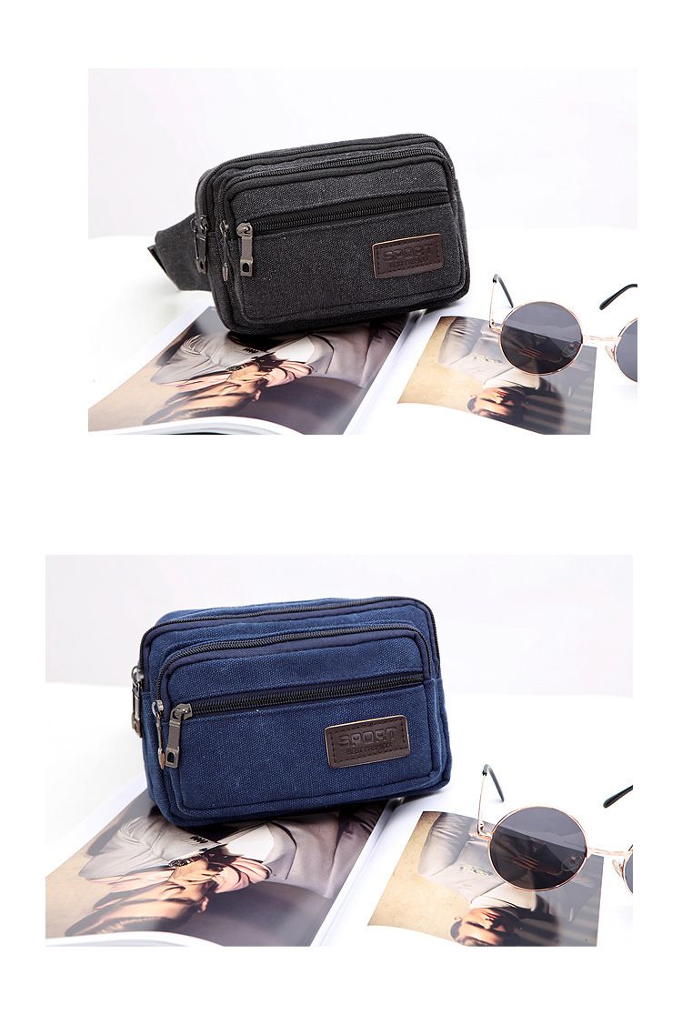 New Canvas Casual Fanny Pack Men's Construction Site Work Multi-functional Chest Strap Bag Wear-resistant Large Capacity_voghion.com