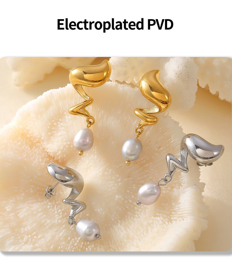 Vintage-Mode Ohrringe Spirale Süßwasser Perle Ohrringe Ozean Stil Ohr Schmuck_voghion.com