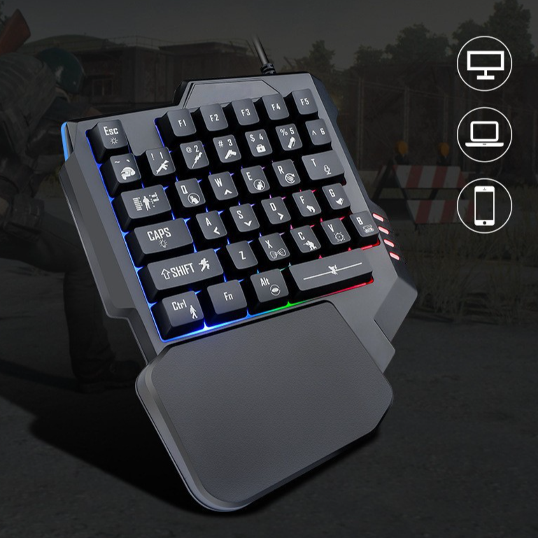 Fabriek Groothandel Eenhandige Mechanische Troon PUBG Mobiele Gamecomputer Lichtgevend Toetsenbord Vrede Elite Patroon_voghion.com