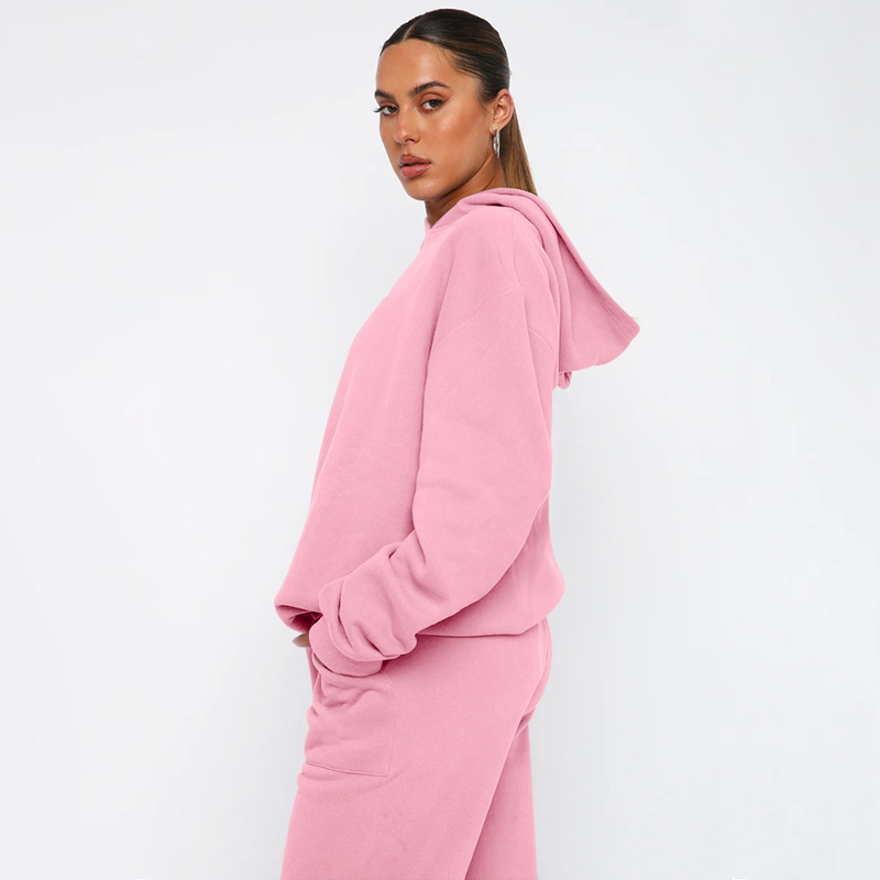 Damen Hosen-Sets Zweiteilige Kapuzenpullover Passende Sets Pullover Sweatshirts Langarm Lose Kordelzug Bleistifthose Lässig_voghion.com