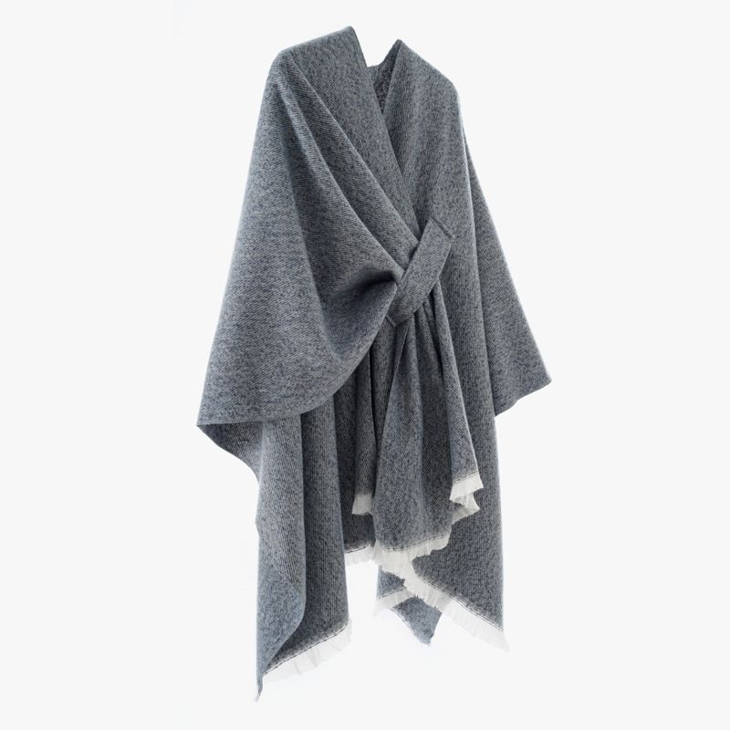 2024 new floral solid color autumn/winter split shawl monochrome plain warm cloak_voghion.com