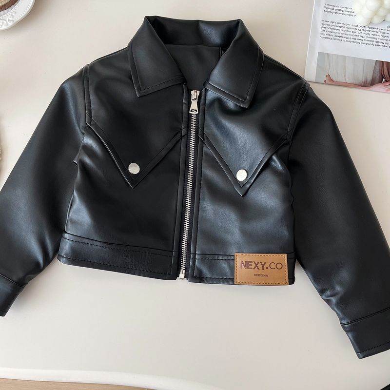 2024 Herbst Neue Koreanische Ausgabe Mädchen Wenig Duftenden Stil Leder Jacke Baby plissee Rock Zwei Stück Set 67523_voghion.com