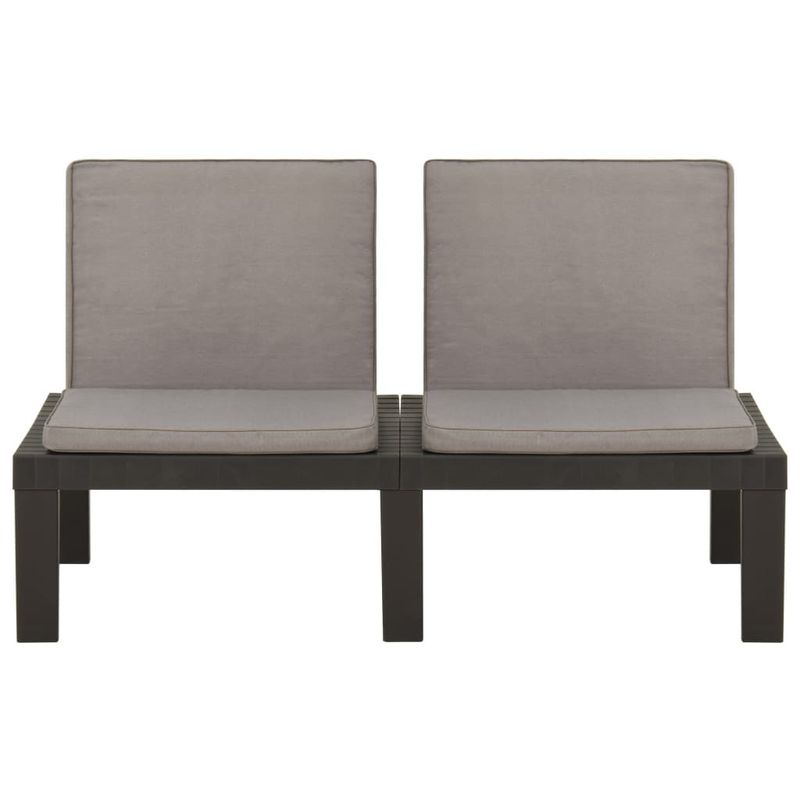 Patio Lounge Bench with Cushion Plastic Gray_voghion.com