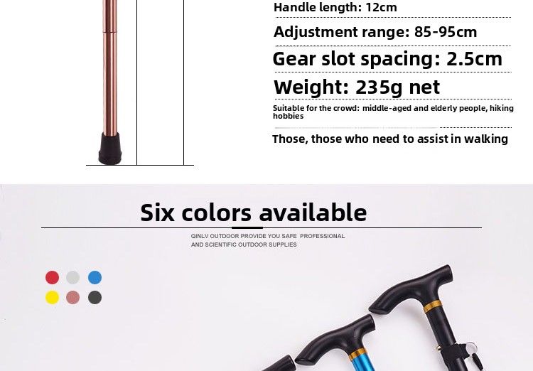 Five-Section Folding Ultra-Short Trekking Pole Climbing Travel Hiking T-Handle Cane Five-Level Adjustment Telescopic_voghion.com