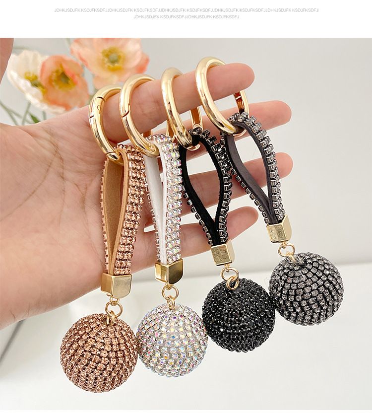 Portachiavi per auto con ciondolo per zaino con strass di alta qualità, con sfera rotonda e diamante pieno alla moda_voghion.com