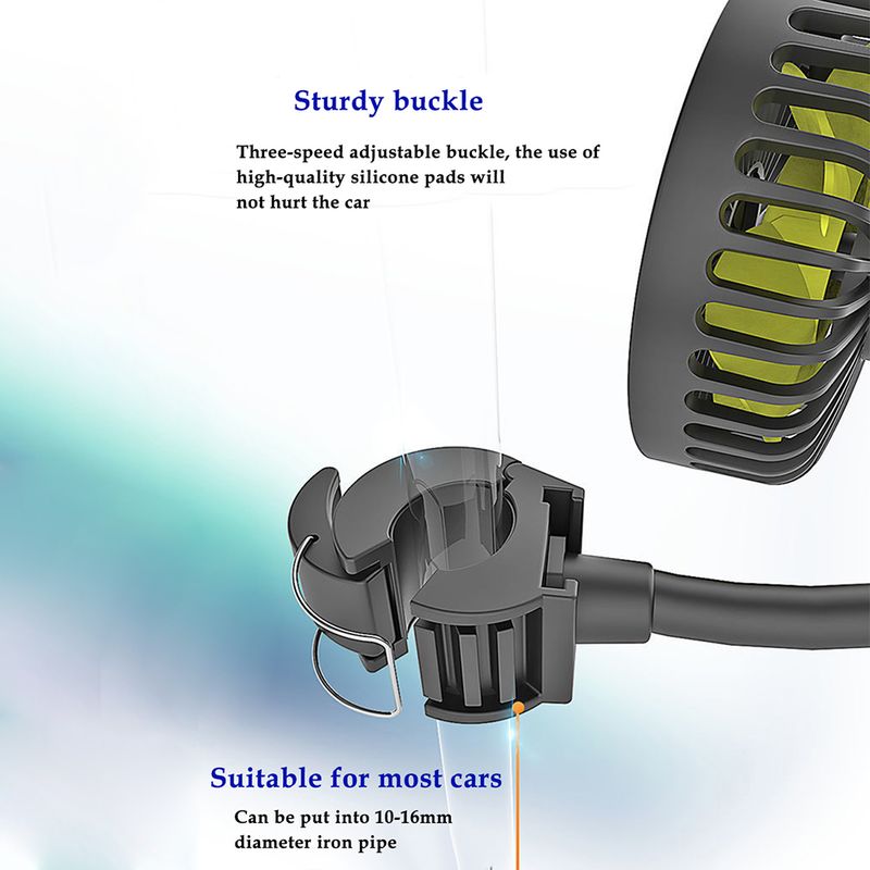 360 laipsnių laisvai reguliuojamas automobilio ventiliatorius, universalus USB automobilio aušinimo ventiliatorius, prietaisų skydelis / galinė sėdynė, 3 greičių automatinis oro aušintuvas vasarai_voghion.com