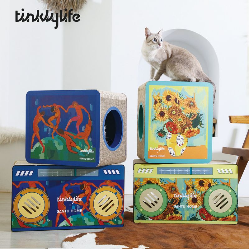 Rascador para gatos Tinklylife Radio House, integrado, resistente al desgaste y a los arañazos, extragrande, vertical_voghion.com