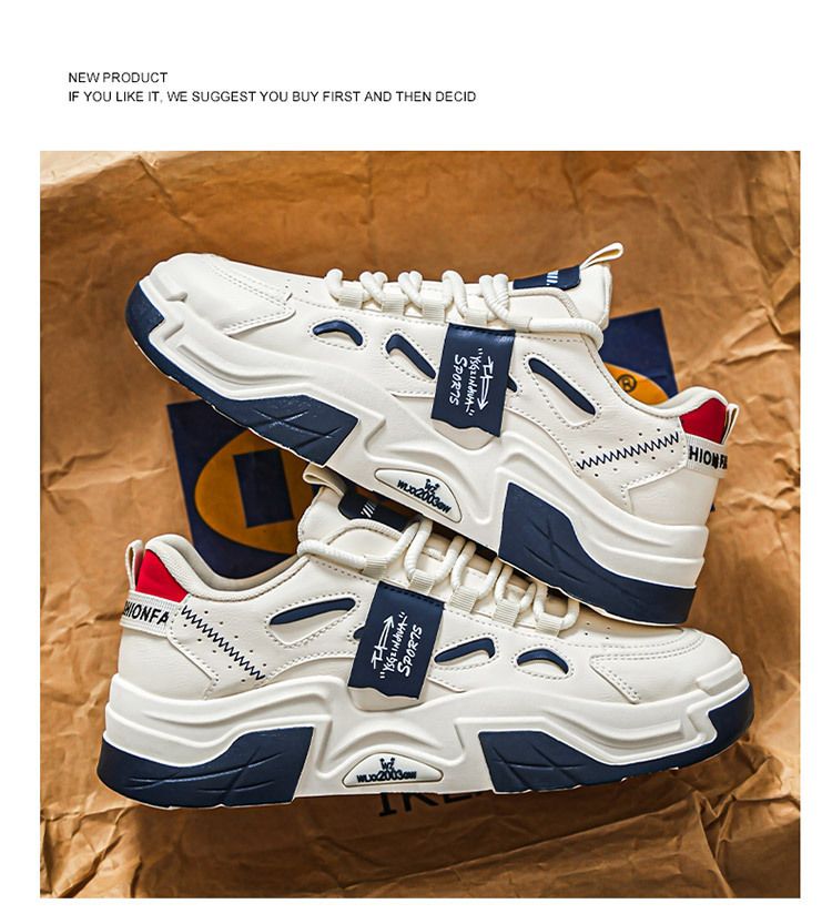 Atmungsaktive weiße Herbst-Herrenschuhe im koreanischen Stil, vielseitige Sneakers mit dicken Sohlen, lässige Papa-Schuhe_voghion.com