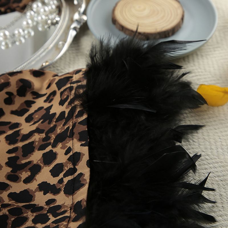 2025 New European And American Leopard Print Feather Patchwork Robe Loose Comfortable Loungewear_voghion.com