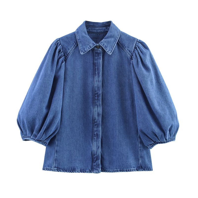 Damenbekleidung Sommer New Style Damenmode Casual Jeanshemd Hohe Taille Weite Beinhose_voghion.com