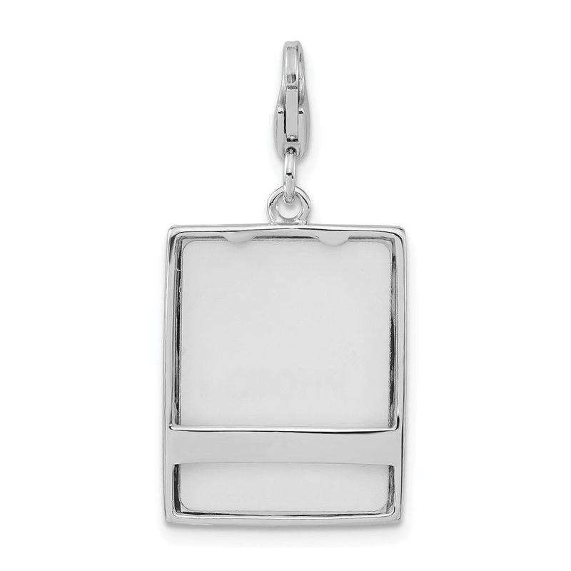Sterling Silver Rhodium-plated 3-D Enameled Butterfly Photo Frame W/Lobster Clasp Charm_voghion.com