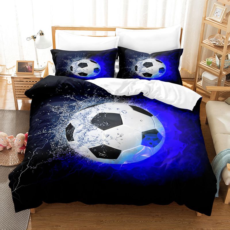 Fußball-Druck Dreiteiliges Set 3D Digital Bettwäsche Set Bettlaken Quilt Set Zweiteiliges Set_voghion.com