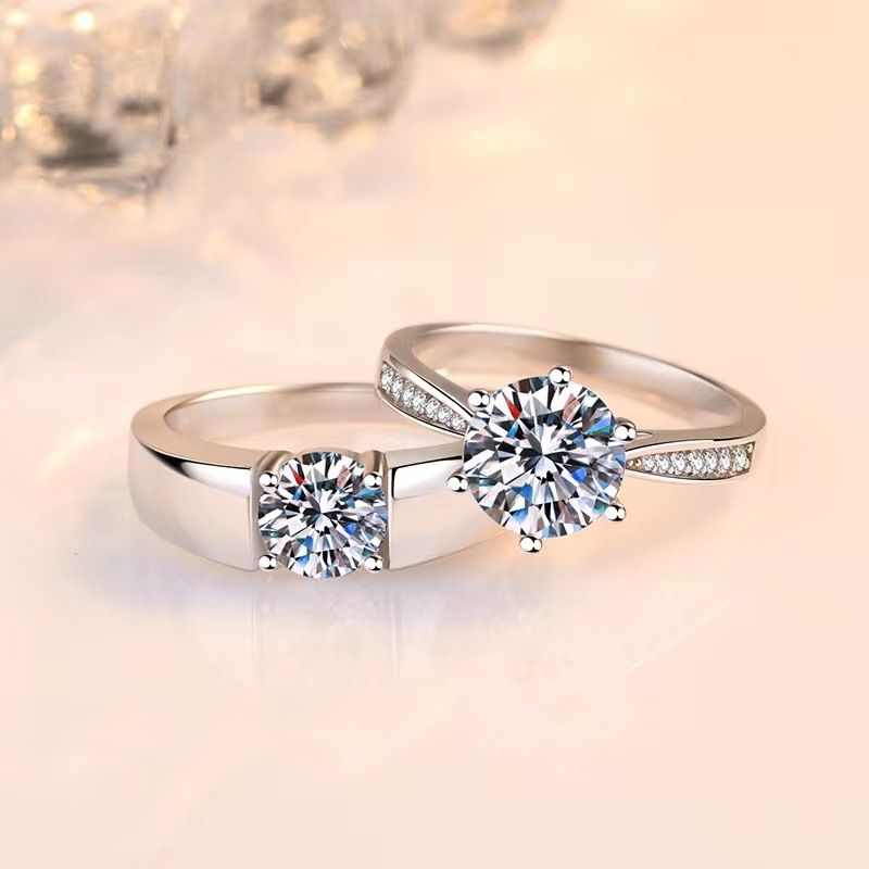 Anello in argento thailandese con moissanite e diamanti, simulazione femminile, incisione a taglio aperto da un carato, personalità alla moda, nicchia_voghion.com