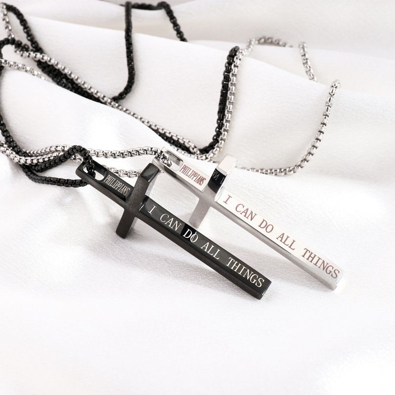 Mode Halskette für Frauen Vielseitige High-End Edelstahl Englisch Buchstaben Kreuz Schlüsselbein Kette_voghion.com