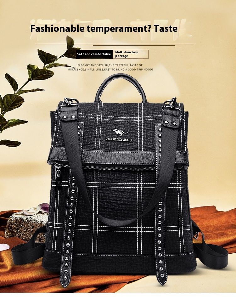 Mochila de piel de vaca con bordado de cuero genuino, nueva edición coreana, versátil, para mujer, con uno o dos hombros_voghion.com