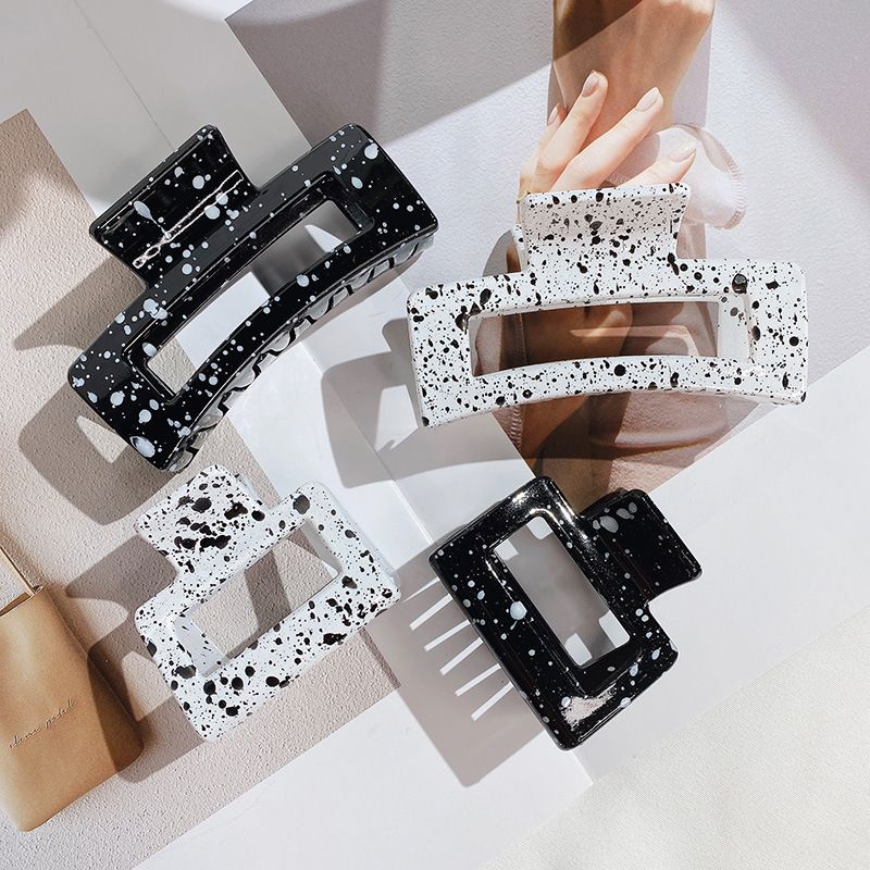 Koreanischer All-Match-Blogger-Stil, kalter Stil, schwarz-weiße Tintenspritzer-Haarspange, geometrische Textur, Temperament, Hai-Haarspange für Frauen_voghion.com