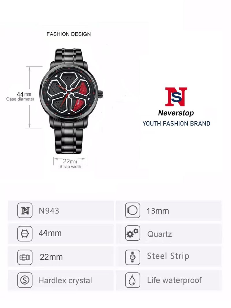 Fashionable And Cool Men's Watch Wheel Rotating Male Student Hollow Quartz Watch Box_voghion.com