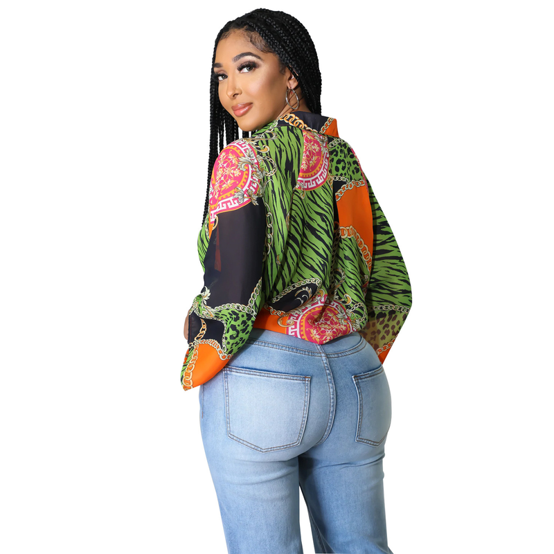 Abbigliamento femminile vestiti alla moda Che tipo di top corto a maniche lunghe stampato a maniche lunghe_voghion.com