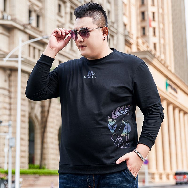 Große Herren Frühling und Herbst Personalisierter Bedruckter Pullover Herren Dicker Plus Size Rundhalspullover Herren Langarm Dicke Kleidung_voghion.com