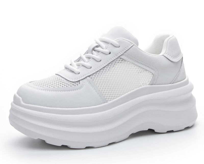 Echtes Leder Dicken Sohlen Weiß Cloud Traum 25 Frühling Neue Stil Doppel Net Casual Modische Sport Für frauen Schuhe_voghion.com