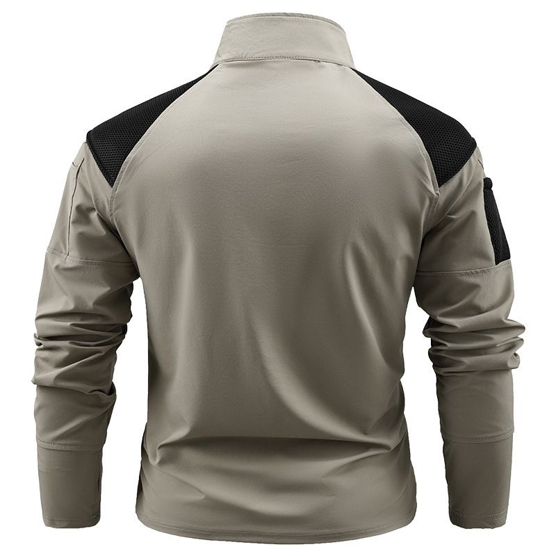 Autumn Outdoor Casual Sports Stand-Up Collar Long-Sleeved Sweatshirt, Ice Silk Elastic Quick-Drying Men's Zipper_voghion.com