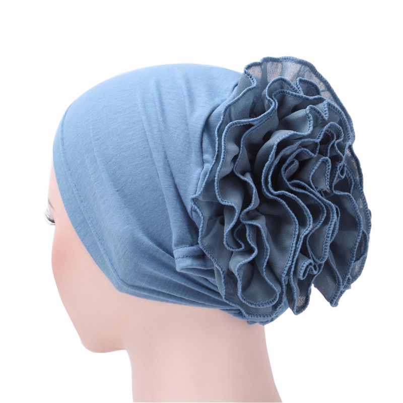 Damehatter utenrikshandel ny stil ensfarget muslimsk chiffonghatt med stor blomsterprint Baotou-hatt arabisk hodeskjerfhatt på lager_voghion.com