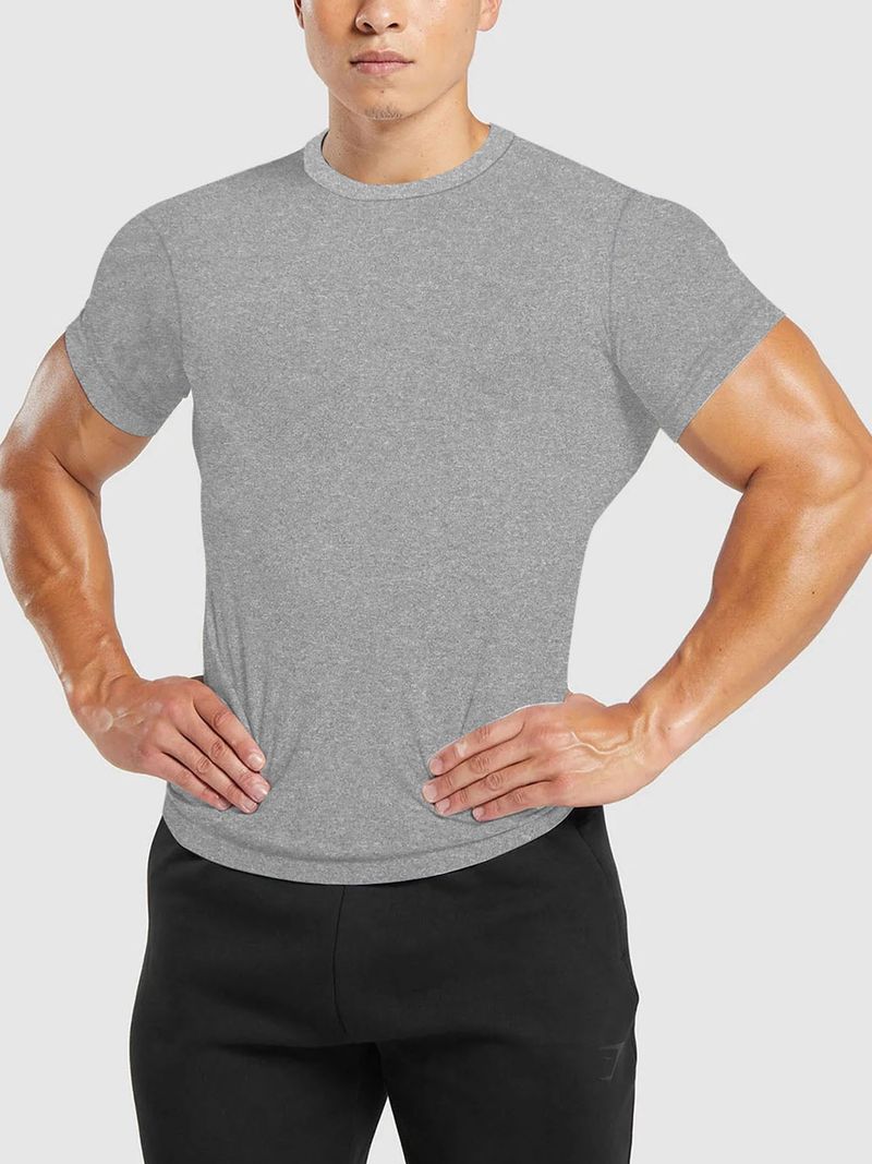 Maglietta da uomo a maniche corte con scollo tondo ad asciugatura rapida, abbigliamento da allenamento per basket, corsa, sport e fitness_voghion.com