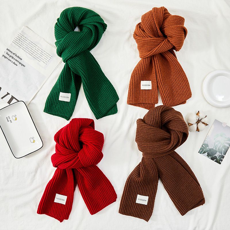 Sciarpa rossa per donna, stile coreano, versatile, per studenti, invernale, calda, tinta unita, scaldacollo lavorato a maglia spesso_voghion.com