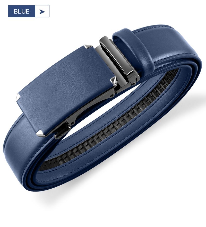 HOT Metal Automatic Buckle High Quality Leather Belts for Men Famous Brand Work Business Strap_voghion.com