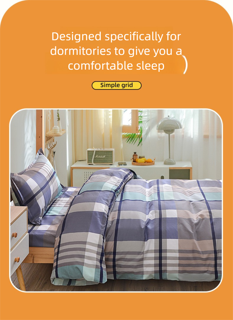 Four-Piece All-Cotton Class A Pure Cotton Fitted Student Dormitory Three-Piece Set Duvet Bed Sheet Quilt Cover Bedding_voghion.com