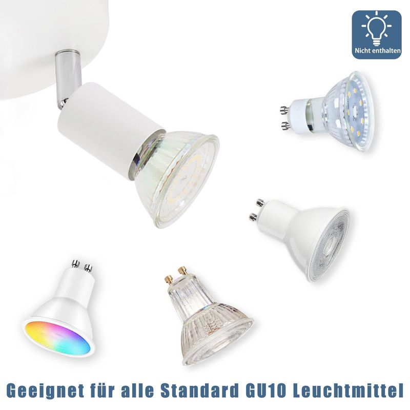 Glitzerlife LED Deckenstrahler Weiß Deckenspots - 4 Flammig Schwenkbar GU10 Metall Deckenlampe Moderne Wohnzimmerlampe Für Schlafzimmer Küche Gang Esszimmer_voghion.com