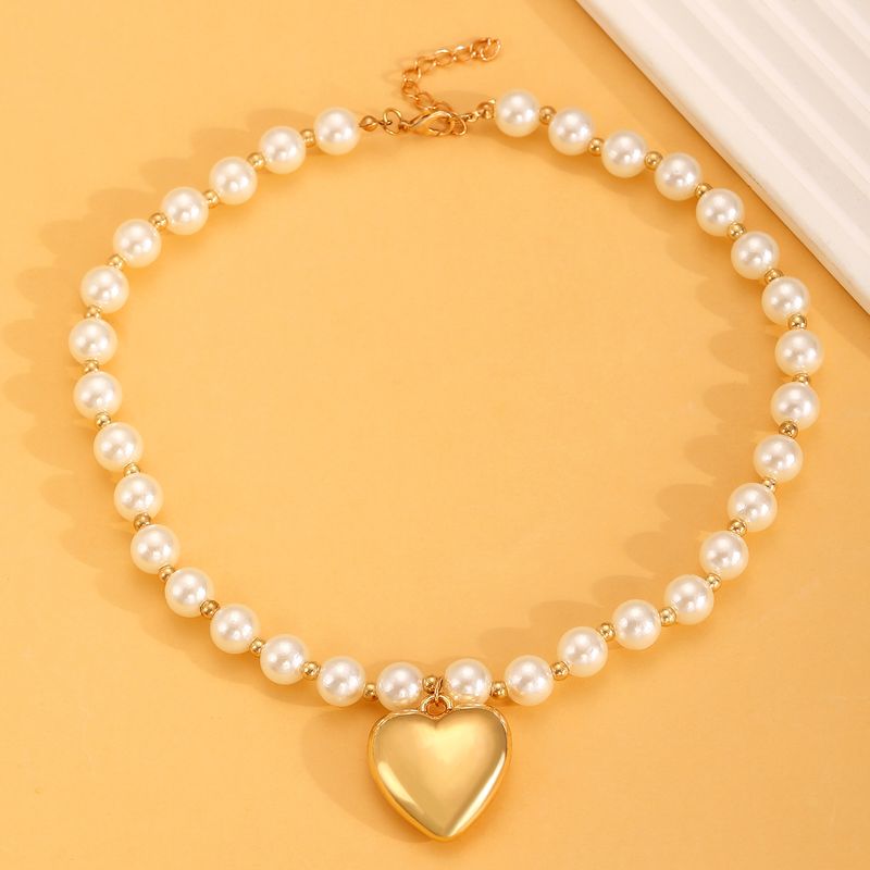 Collana con perline rotonde esagerate in stile punk europeo e americano, collana personalizzata a forma di amore rimovibile con nicchia temperamento_voghion.com