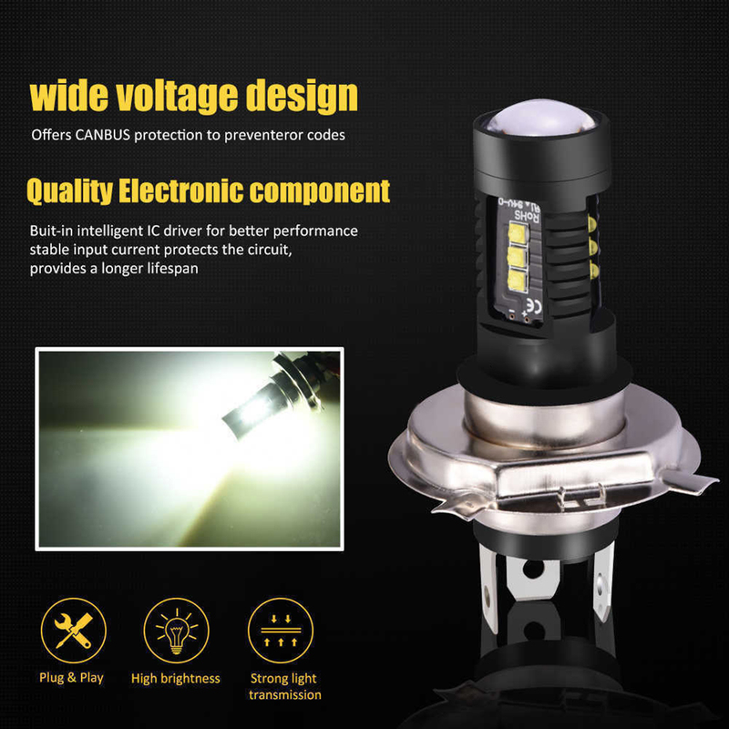 Yuanmheng 2Pcs H4 9003 60W 6000K Veicolo per Auto LED Faro Alto Anabbagliante Fendinebbia Lampadina_voghion.com