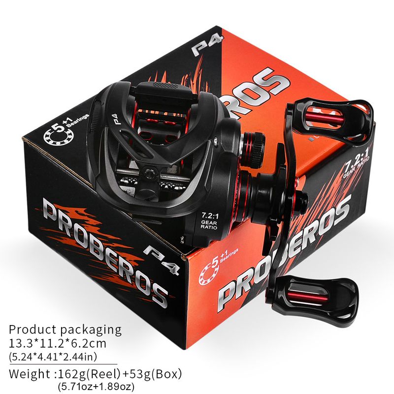 Metal 5+1BB Long Casting Water Drop 7.2:1 Black Lure Fishing Reel With Drag Alarm_voghion.com