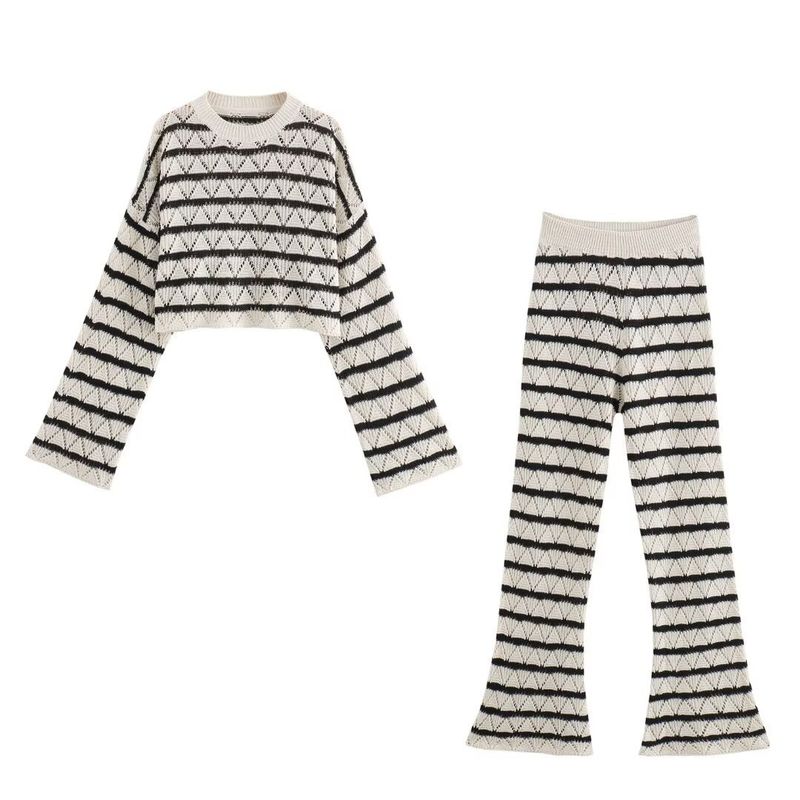 Damen Summer 2024 neit Set mat Hosen a Pullover-Top_voghion.com