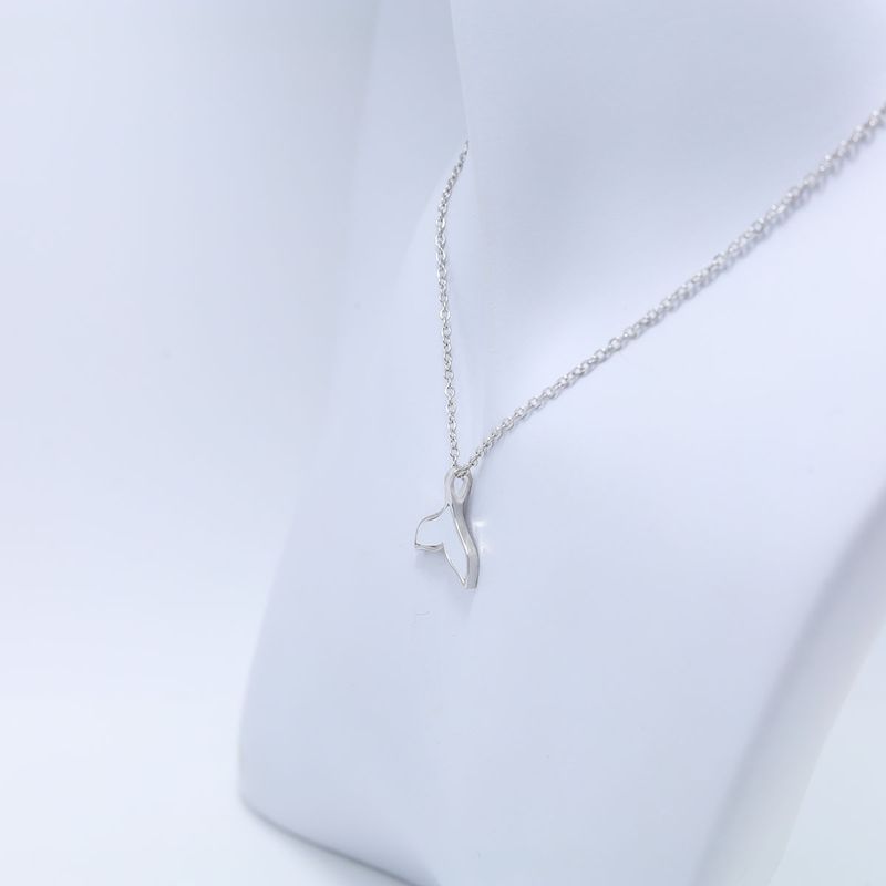 Ready Stock Trend Whale Tail Pendant Boho Sweater Necklace for Women Dolphin Fishtail Mermaid Sier Plated Collar Jewelry Accessories_voghion.com